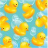 Creative Converting Rubber Duck Paper Bubble Bath Beverage Napkins, Blue/Yellow