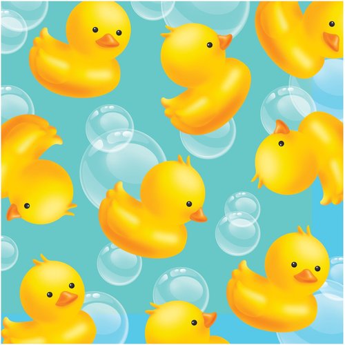 Creative Converting Rubber Duck Paper Bubble Bath Beverage Napkins, Blue/Yellow