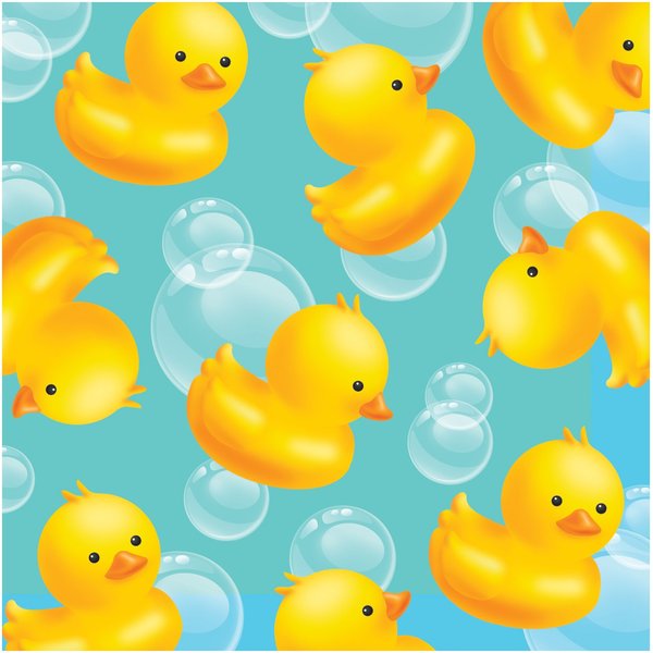 Creative Converting Rubber Duck Paper Bubble Bath Beverage Napkins, Blue/Yellow