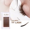 Y Lashes Extensions Colored YY Lashes Premade Fans Brown Eyelash Extensions D Curl 0.07mm 8-15mm Mixed Tray Y Shape Easy Fan Volume Lashes Supplies (YY-0.07-C,Brown)
