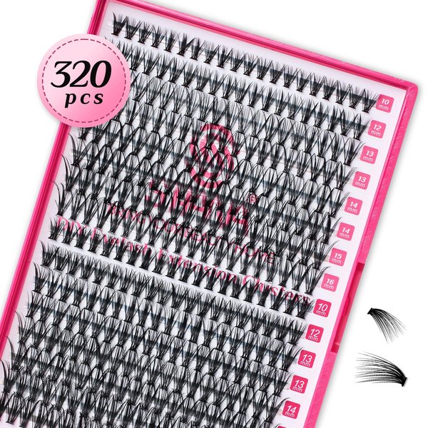 Lash Clusters 320PCS Individual Lashes, D Curl Lash Extension Clusters Lashes Wispy Natural Look, DIY Eyelash Clusters Look Like Eyelash Extensions DIY at Home by STHANA, 30D & 40D, 10-16mm Mixed