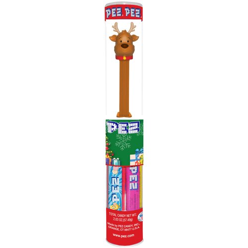 PEZ Candy Dispenser Christmas Holiday Tube: Santa's Reindeer with Candy Refills
