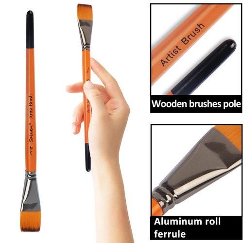 Paint Brushes Set for Acrylic Painting - SYCYKA 10pcs Flat Paint Brushes for Kids Classroom Acrylic Watercolor Oil Painting Canvas Face Painting Touch Up, Orange