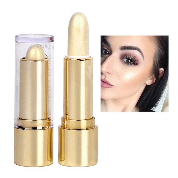iGuzvaw Contour Highlighter Stick,Bronzer Shimmer Stick,Long-lasting,Waterproof,Face Glitter Highlighter Makeup Stick (2# Gold)