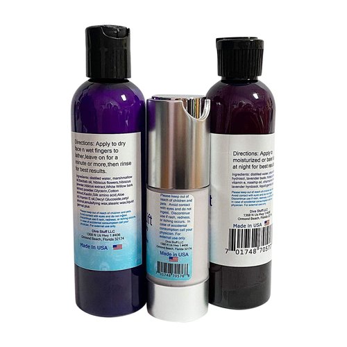 Hibiscus Lift Skin Care Set, Three Products, Face Wash, Night Tonic and Face Cream, By Diva Stuff