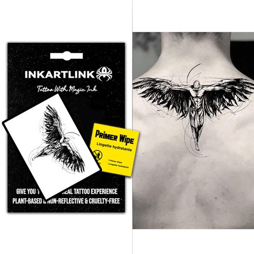 INKARTLINK semi-permanent temporary tattoos, realistic tattoos, suitable for domineering men's tattoos, waterproof and non-reflective, exquisite packaging, unique design(Angel)