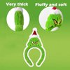 Atvscay Christmas Green Santa Headband,Furry Santa Hat headband,Green Monster Costume Accessories,Xmas Headband,Stole Christmas Holiday Welcome To Whoville Party Hair band. (Green)