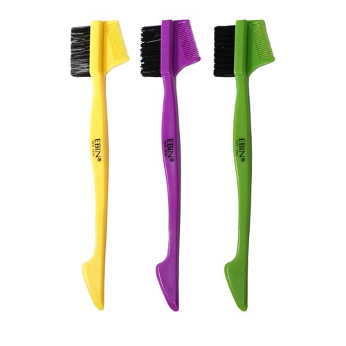 24 Hour Edge 3-in-1 Swine Bristle Brush and Comb 3 Pieces Set - Fine Edge Styling and Taming, Teasing and Rat Tail, double Sided Brush Set