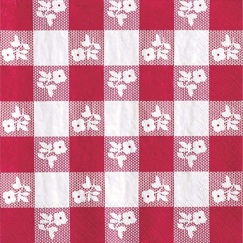 Creative Converting 18 Count Beverage Napkins, Red Gingham