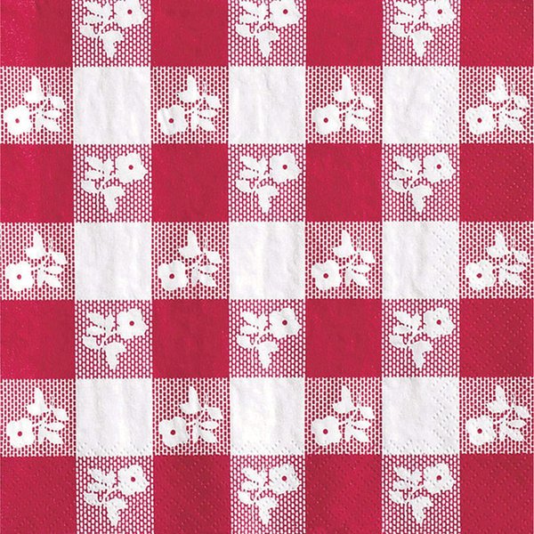 Creative Converting 18 Count Beverage Napkins, Red Gingham
