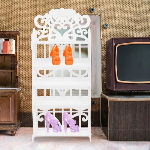 NUOBESTY Doll Shoes Rack Miniature Dollhouse Furniture for Girl Doll Playset Accessories