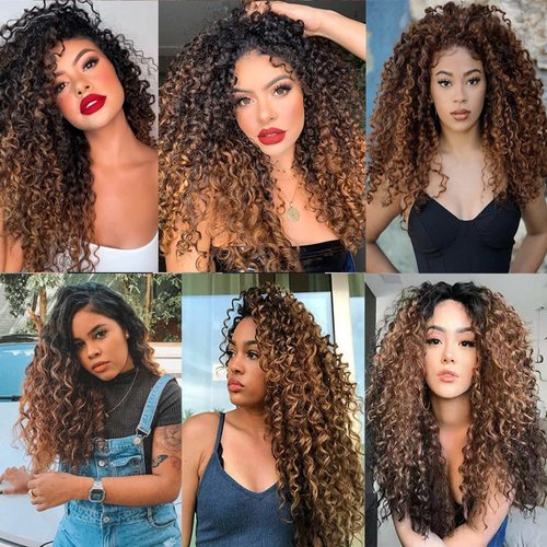 22 24 26 inch Brown Human Hair Bundles Ombre Human Hair Bundles 1b/30 Kinky Curly Bundles Two Tone Black Roots to Brown Bundle Human Hair Extensions