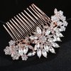 Hapibuy Rose Gold Clear Crystal Bridal Wedding Hair Comb Wedding Headpiece Hair Pins
