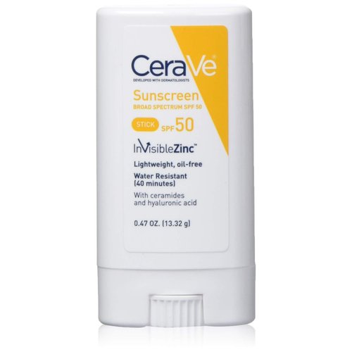 CeraVe Sunscreen stick spf 50 | 0.47 ounce | mineral sunscreen for kids & adults | fragrance free, 0.47 Ounce