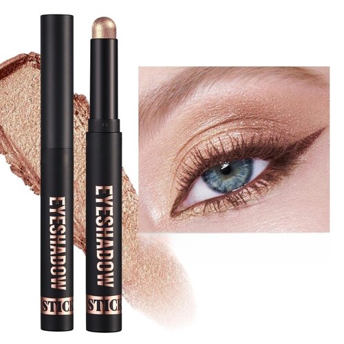 LGSZGDCN Rose Gold Eyeshadow Stick, Shimmer Cream Eyeshadow Pencil Makeup, High Pigment Long Lasting Waterproof Eye Shadow Pen Women Multi-Dimensional Hypoallergenic Eye Highlighter Stick