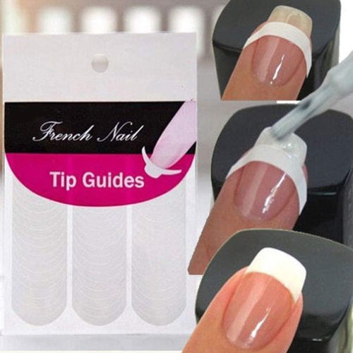 5 Sheets 240 Pcs White French Manicure Nail Art Stickers Strips, Guide Stickers Moon Shape Design Self-Adhesive Nail Sticker Tips for Manicure Decoration DIY Tools Stickers and Decals