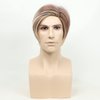 MLDconcinnty Mens Wig Slicked-back Side Part Short Brown Mix Blonde Layered Men’s Realistic Wig Synthetic Fiber Wigs Daily Use Cosplay Costume Wig