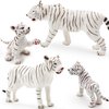 Gemini&Genius White Tiger Family Set Realistic Animal Figurines with Cub, Safari Animals Family Playset Figures, Educational Wildlife World Models, Cake Toppers Christmas Birthday Gift for Kids