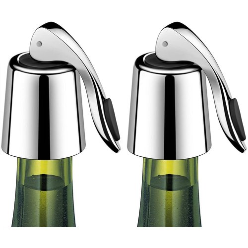 ERHIRY Wine Stoppers Set of 2 - Stainless Steel Wine Bottle Stopper with Silicone Seal, Reusable Beverage Preserver, Freshness Keeper, Premium Bottle Sealers, Ideal Wine Saver Accessory Gift Set