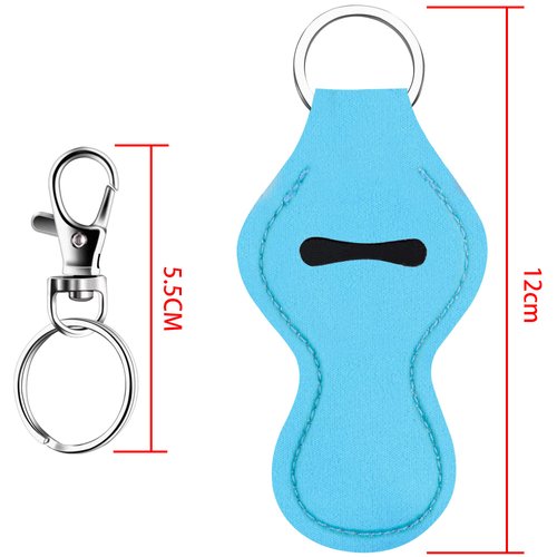 Duufin 20 Pieces Chapstick Holder Keychain Lipstick Holder Lip Balm Holder with 20 Pieces Metal Clip Cords Chapstick Keyring Holder for Chapstick Tracker and Safeguard, 10 Colors