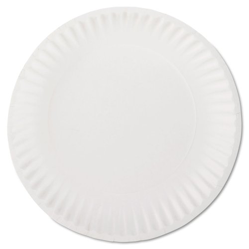 AJM PP9GREWHPK White Paper Plates 9-Inch Diameter 100/Bag