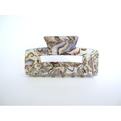 Generic Rectangle gray abalone sea shell effect hair claw clamp clip fine thin hair