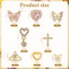 Eliongpu 64Pcs Butterfly Nail Charms for Acrylic Nails Gold 3D Cross Nail Charms Heart Nail Gems for Nails Dangle Heart Charms Luxury Nail Decoration Accessories for Manicure Design (Gold)