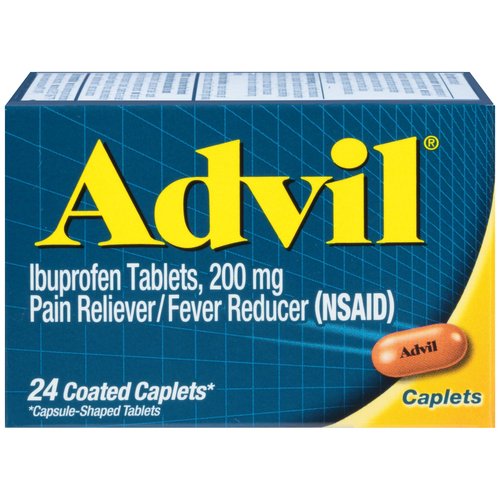 Advil Coated Caplets Pain Reliever and Fever Reducer Ibuprofen 200mg, 24 Count