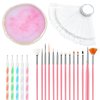 71 in 1 Nail Art Brushes Set with Resin Nail Art Palette, 50 Pcs Clear Nail Swatch Sticks, 5 Pcs Nail Dotting Pens, Nail Tech Supplies Tools for Nail Art