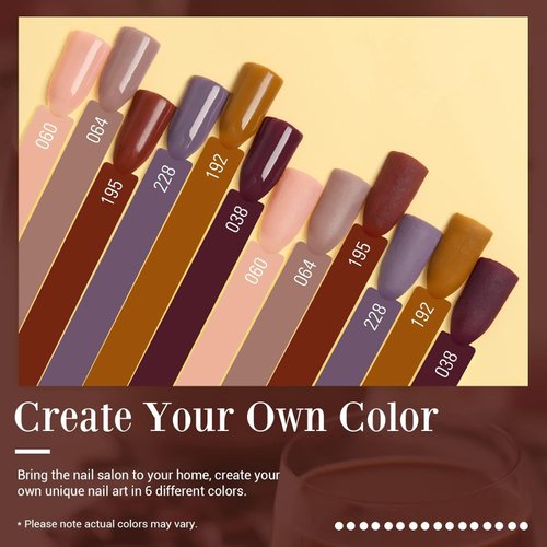 AZUREBEAUTY Dip Powder Nail Set, 6 Colors Fall Winter Dark Brown Nude Purple Natural Dipping Powder Starter Kit, French Nail Art Manicure DIY Salon, No Need Nail Lamp Cured