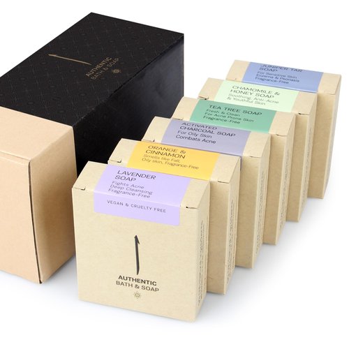 AUTHENTIC BATH & SOAP Natural Cold Processed - Soap Bar Set for Oily Skin - Gentle Cleanser, Oil Control, Fights Odor, for Men & Women, Cruelty Free, SLS & Paraben Free (Pack of 6) 4.2 Oz Each