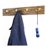 PegandRail Oak Coat Rack with Solid Brass Double Style Hooks (Walnut, 20" x 3.5" with 4 hooks)