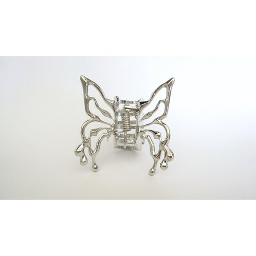 Generic Medium size silver butterfly wings metal hair claw clip jaw clip
