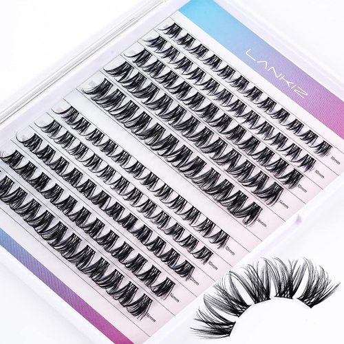 LANKIZ DIY lash Extensions Wispy, Lash Clusters Individual Lash Extensions,168 Clusters C+ D Mix Curl, Soft & Lightweight 10-16mm Mix Resuale Wide Band+Mix Style Cluster Lashes (Classic C/D)