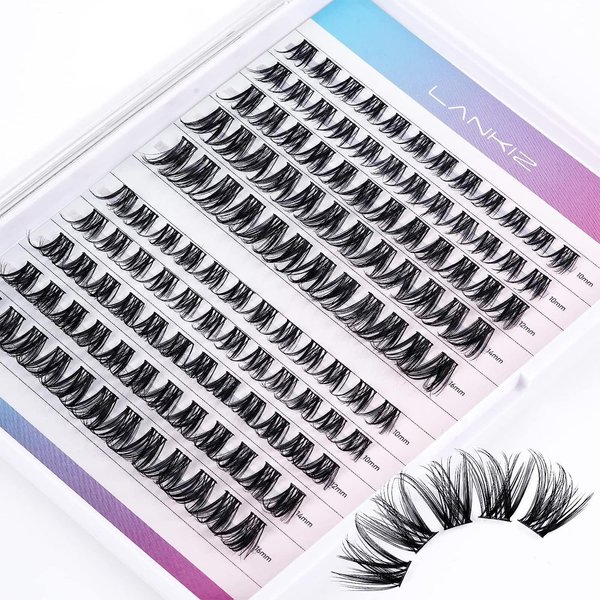 LANKIZ DIY lash Extensions Wispy, Lash Clusters Individual Lash Extensions,168 Clusters C+ D Mix Curl, Soft & Lightweight 10-16mm Mix Resuale Wide Band+Mix Style Cluster Lashes (Classic C/D)
