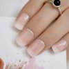 CoolNail Orange Pink Nude White French Fake Nails Squoval Square UV Gel False Press on Nails for Girl Full Cover Wear Finger Nail Art Tips