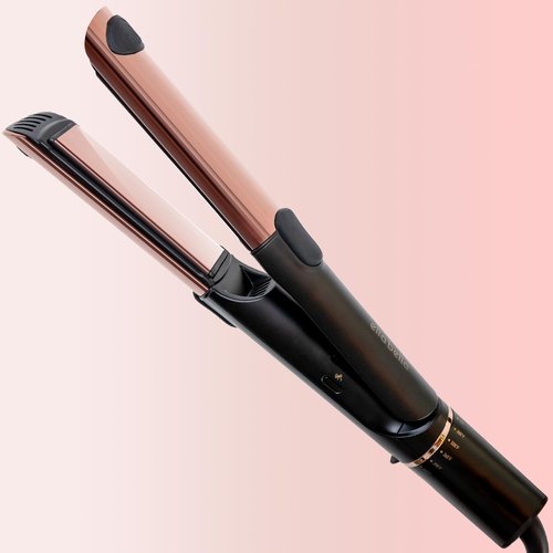 ELLA BELLA® Hair Straightener and Air Curler 2 in 1 • Titanium Flat Iron Curling Iron in One • Cooling Air Vents to Effortlessly Lock in Style • Multiple Looks, Professional Salon Results