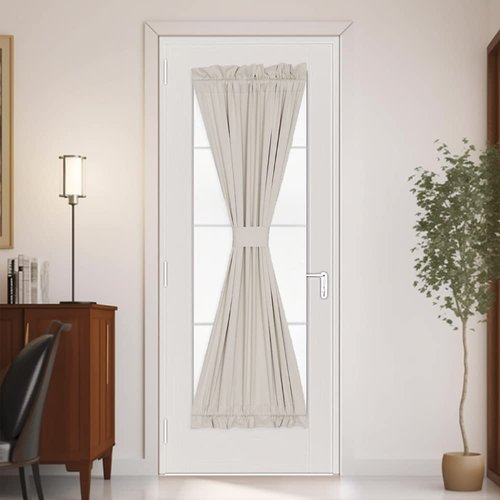 PANOVOUS French Door Window Curtains - Functional Thermal Insulated Sidelight French Door Privacy Panel for Window/Living Room/Sliding Door 25W by 72L inches - Cream (1 Panel)