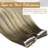 Ve Sunny Tape in Hair Extensions Human Hair Ombre Light Brown To Platinum Blonde Tape in Hair Extensions Ombre Tape in Human Hair Extensions for Women Glue in Hair Extensions 50g 20pcs 16inch