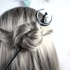 2pcs Cat Moon Hair Styling Pins Black Wicca Witch Hair Slide Renaissance Festival Hair Acceossories for Women Hair Stick