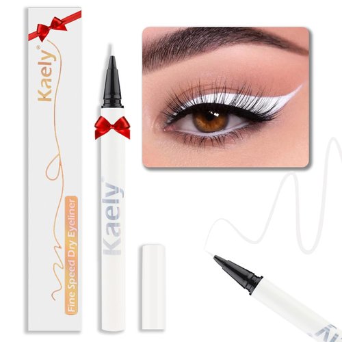 Kaely White Liquid Eyeliner,Waterproof Smudge Proof Eyeliner Pencil,Matte Cat Eye Liner Pen Makeup,delineador de ojos contra el agua,03