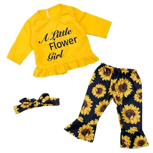 BABESIDE 3 Pcs Reborn Baby Doll Clothes for 17-22 Inch Dolls, Sunflower Baby Doll Outfit Accessories Set with Headband for Realistic Baby Dolls Girls