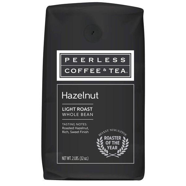 32oz Hazelnut, Whole Bean Coffee, Medium Roast, by Peerless Coffee & Tea (Pack of 1)