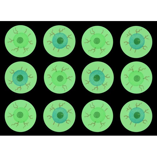 Curious Minds Busy Bags 12 Eye Glow in The Dark Super Bouncy Balls - Spooky Eyeball Novelty Party Favor Toy Halloween, Ophthalmologist, Optometry Anatomy (1 Dozen)
