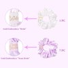 Semato 8 Pcs Bridesmaid Gifts Satin Scrunchies Proposal Gifts Elastics Hair Ties for Bachelorette Party Favors Scrunchies Bridesmaid Proposal Gifts Wedding Party Favors (white+purple)