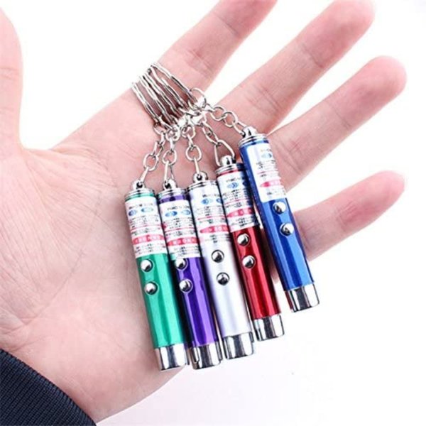 Mini Cat Toys Laser Pointer Pen Keychain Flashlight Funny Dog Stick Pet Lamp White Light LED Infrared Button Electronics Included (6 Color Mix Pack, 6 Color Mix)