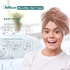 JEFFSUN Microfiber Hair Drying Towel for Women,Super Absorbent Quick Dry Towel Wrap for Curly Long Thick Frizzy Wet Hair, Easy to Use Hold Hair Turban (White-Bees)