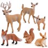 6 Pcs Simulated Forest Animal Models Figure Toy Playset, Woodland Creatures Figurines Miniature Toys Include Deer, Fox, Rabbit, Squirrel Treasures Science Educational Props