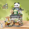 City Tea House Building Blocks Set, Openable Panda Construction Tea Shop Building Toys for Boys Girls Age 8+, 860pcs Mini Bricks (Not Compatible with Lego)