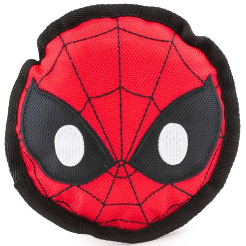 Buckle-Down Dog Toy, Marvel, Ballistic Squeaker Spider-Man Face Red Black White 8" x 8"
